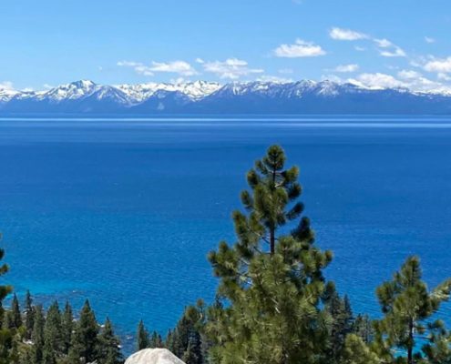 A shot of the pristine blue waters of Lake Tahoe. New homes in Carson City, NV are close to Lake Tahoe.