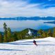 Someone downhill skiing in Nevada.
